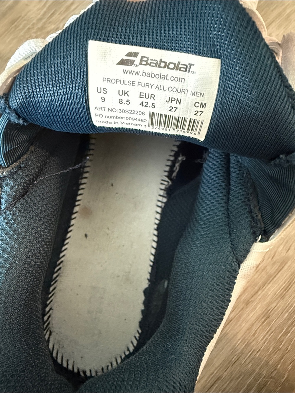 Fury Babolat Men’s Tennis Shoes, Size 9 - Picture 2 of 8